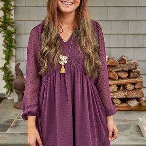 Matilda Jane Plum Textured Midi Dress